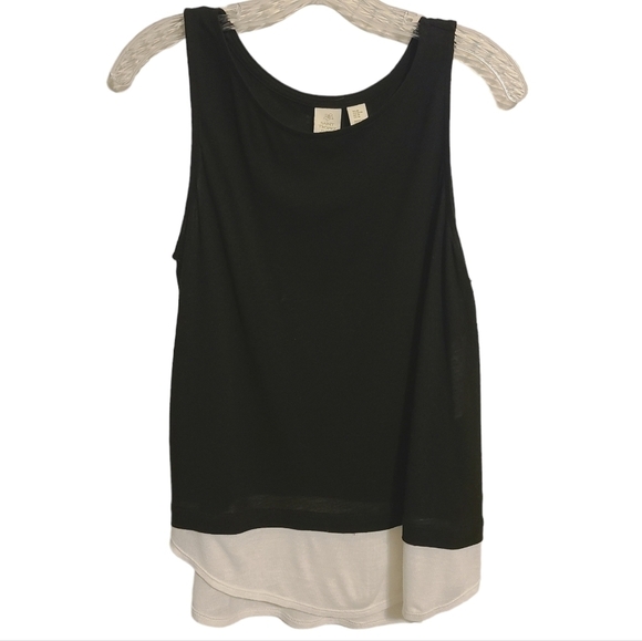 Saint Tropez West | Women's Black Colorblock Linen Tank (Size Medium) - Picture 1 of 10